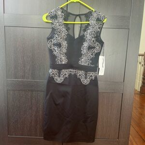 AIDAN MATTOX || Black || Size 4 || Cap Sleeve Lace Detail Dress || New with tags